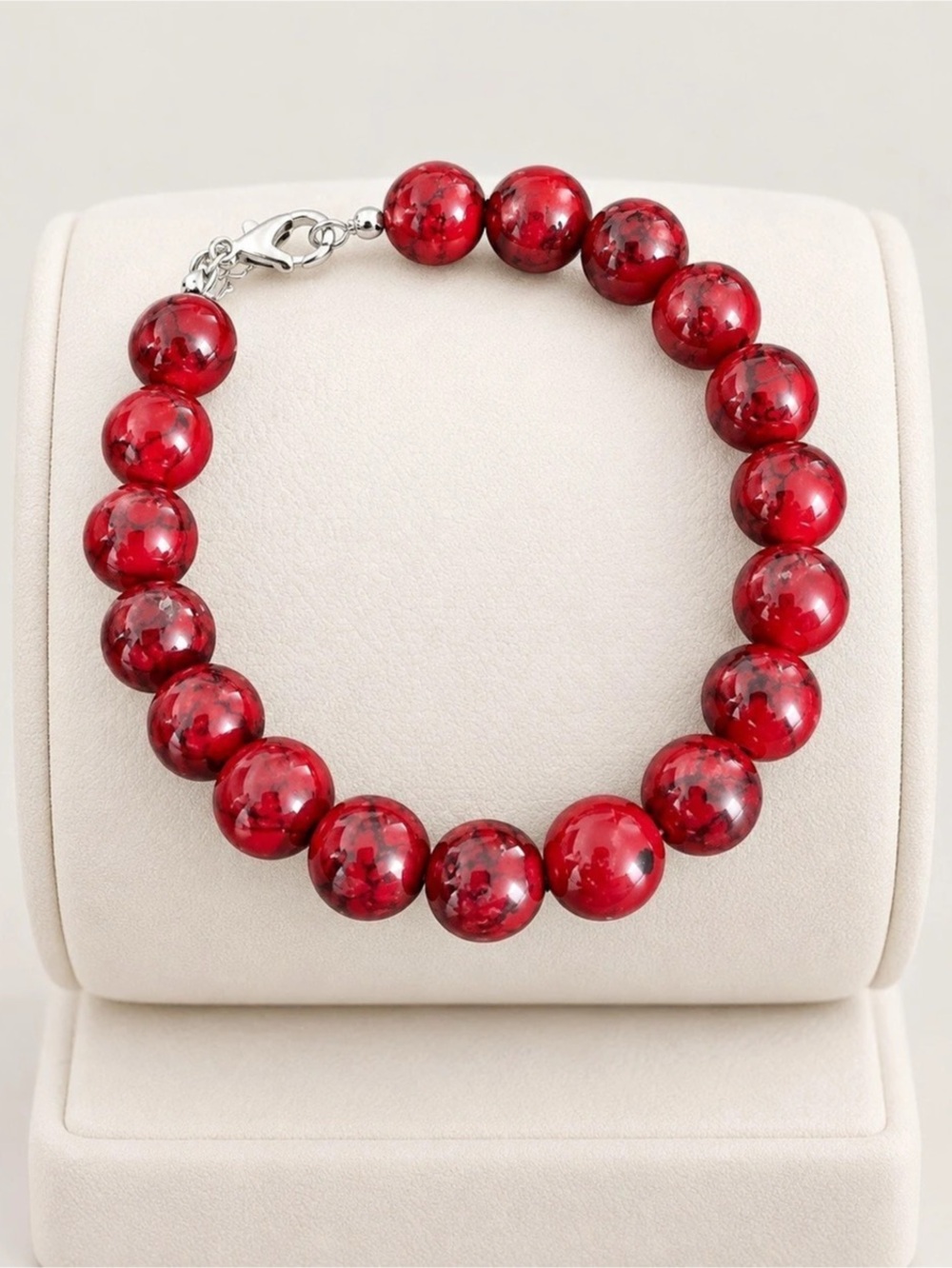 Red Beaded Bracelet Like New
